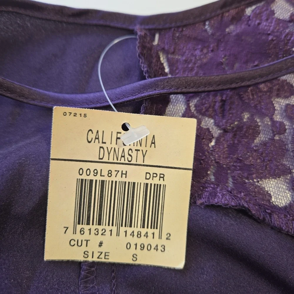 California Dynasty Vtg‎ Purple Satin Lace Nightgown Chemise Size S Slip Lingerie